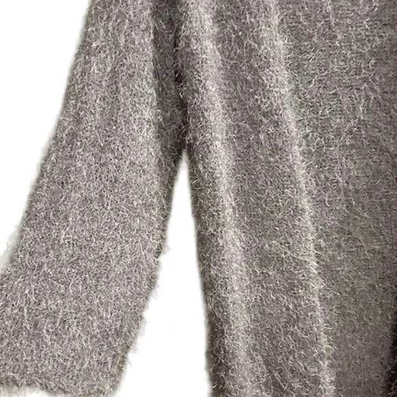 Pol Women's Fuzzy Knit Open Back Cardigan Sweater Gray Size M - Picture 6 of 16